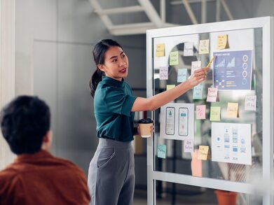 female business owner leads strategic planning session