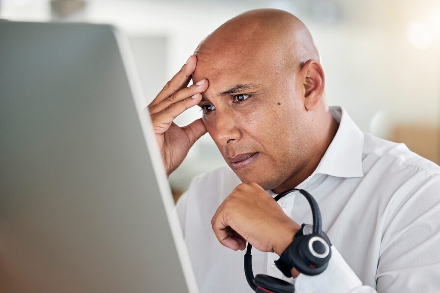 unhappy businessman with the cash crunch blues